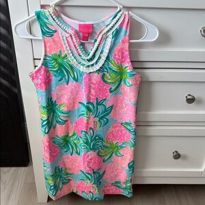 Lilly Pulitzer Pink and Green Dress with Beaded Detail